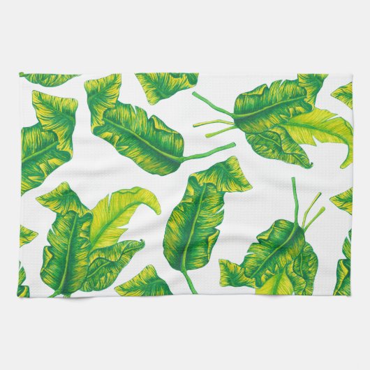 Tropical Tropicana Gold Blätter Geschirrtuch (Horizontal)