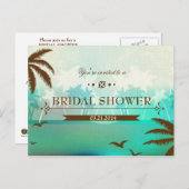 Tropical Turquoise Beach Brautparty laden ein Einladungspostkarte (Vorne/Hinten)