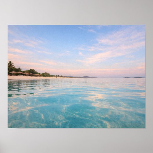 Tropical Turquoise Beach Poster - Pastel Sunset (Vorne)