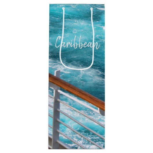 Tropical Turquoise Caribbean Ocean Cruise Foto Geschenktüte Für Weinflaschen (Vorderseite)