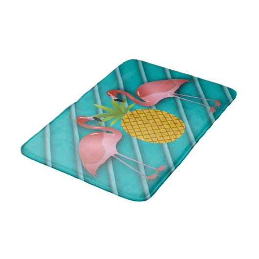Tropical Turquoise Flamingo Badematte (Schrägansicht)