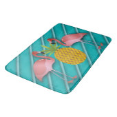Tropical Turquoise Flamingo Badematte (Schrägansicht)