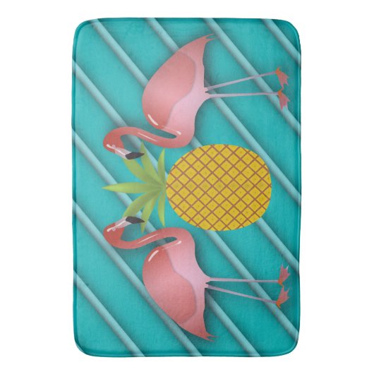 Tropical Turquoise Flamingo Badematte (Vorderseite Vertikal)