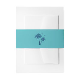 Tropical Turquoise Palm Tree Wedding Monogram Einladungsbanderole