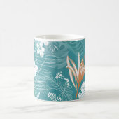 Tropical Turquoise & Terracotta Hibiscus Floral  Kaffeetasse (Mittel)