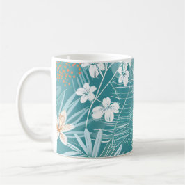 Tropical Turquoise & Terracotta Hibiscus Floral  Kaffeetasse