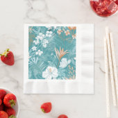 Tropical Turquoise & Terracotta Hibiscus Floral  Serviette (Beispiel)