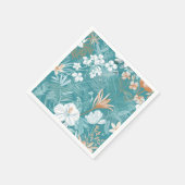 Tropical Turquoise & Terracotta Hibiscus Floral  Serviette (Ecke)