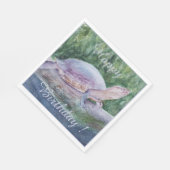 Tropical Turtle Happy Birthday Party Celebration Serviette (Ecke)