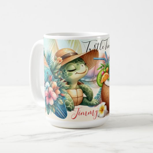 Tropical Turtle Vibes –Summer Beach Escape Art Kaffeetasse (Vorderseite Links)