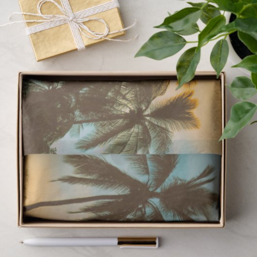 Tropical Twilight: Coconut Palm Silhouette Seidenpapier (Geschenk)