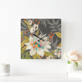 Tropical Twilight Flowers Quadratische Wanduhr (Zuhause)