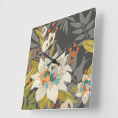 Tropical Twilight Flowers Quadratische Wanduhr (Winkel)