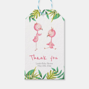 Tropical Twin Flamingos Personalisiert Danke Geschenkanhänger