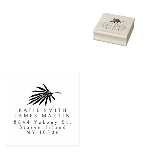 Tropical Two Surnames Modern Couple Rücksendeadres Gummistempel (Stempel)