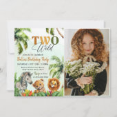 Tropical Two Wild Jungle Safari Tiere Geburtstag Einladung (Vorderseite)