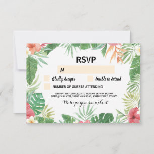 Tropical UAWG Wedding Cards Aloha Blume Einladunge RSVP Karte