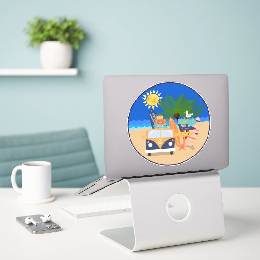 Tropical Vacation Beach Life Aufkleber (Laptop auf Schreibtisch)
