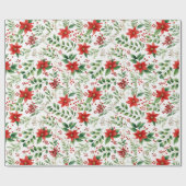 Tropical Vibe Christmas Poinsettia Pattern Geschenkpapier (Flach)