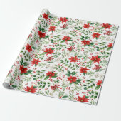 Tropical Vibe Christmas Poinsettia Pattern Geschenkpapier (Ungerollt)