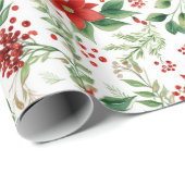 Tropical Vibe Christmas Poinsettia Pattern Geschenkpapier (Rolleneckpunkt)