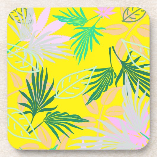 Tropical Vibes Blätter Pflanze Getränkeuntersetzer (Vorderseite)