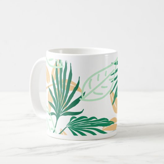 Tropical Vibes Blätter Pflanze Kaffeetasse (Vorderseite Links)