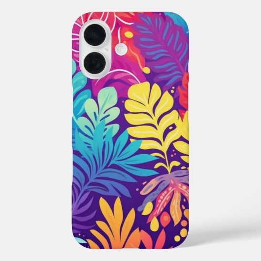 Tropical Vibes Colorful Leaf Pattern Phone Case (Rückseite)