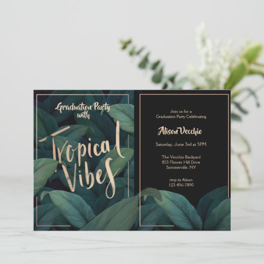 Tropical Vibes Einladung (Stehend Vorderseite)