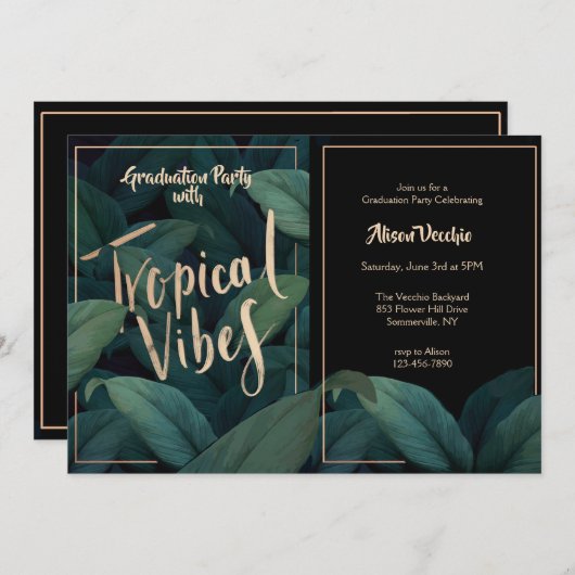 Tropical Vibes Einladung (Vorne/Hinten)