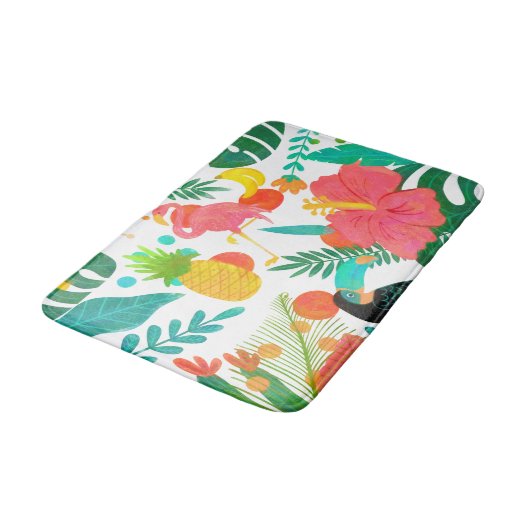 Tropical Vibes Floral Blätter Summer Chic Badematte (Schrägansicht)