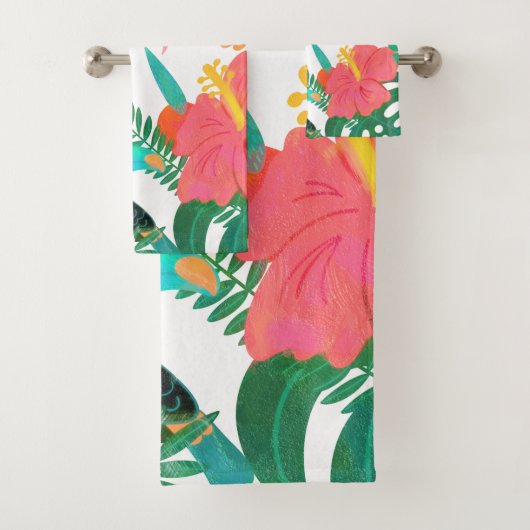 Tropical Vibes Floral Blätter Summer Chic Badhandtuch Set (Insitu)