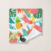 Tropical Vibes Floral Blätter Summer Chic Badhandtuch Set (Waschlappen)