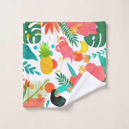 Tropical Vibes Floral Blätter Summer Chic Badhandtuch Set (Waschlappen)