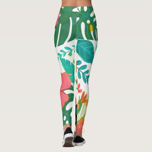 Tropical Vibes Floral Blätter Summer Chic Leggings (Rückseite)