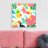 Tropical Vibes Floral Blätter Summer Chic Leinwanddruck (Insitu (Wohnzimmer))