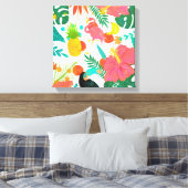 Tropical Vibes Floral Blätter Summer Chic Leinwanddruck (Insitu (Schlafzimmer))