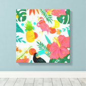 Tropical Vibes Floral Blätter Summer Chic Leinwanddruck (Insitu (Holzboden))
