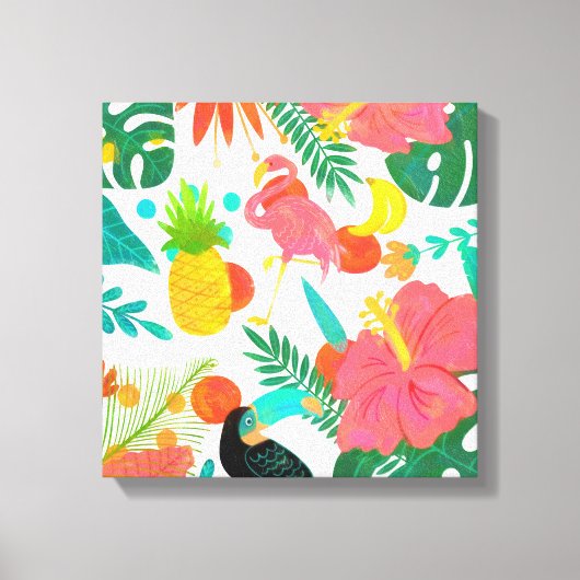 Tropical Vibes Floral Blätter Summer Chic Leinwanddruck (Vorderseite)