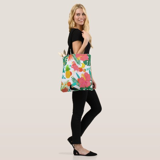 Tropical Vibes Floral Blätter Summer Chic Tasche (Am Model)