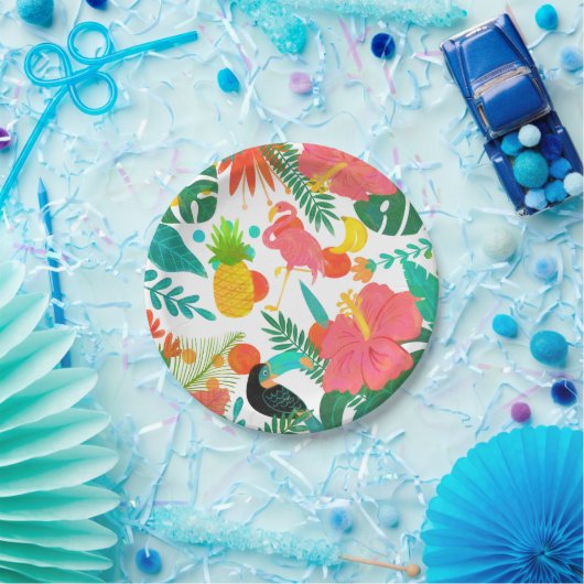 Tropical Vibes Floral Blätter Summer Luau Party Pappteller (Party)