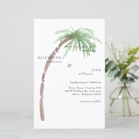 Tropical Vibes Foliage Budget Palm Tree Wedding (Stehend Vorderseite)
