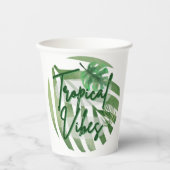 Tropical Vibes - Grünpalmenblättrige Printwerbung  Pappbecher (Vorderseite)