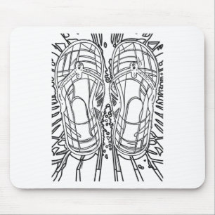 Tropical Vibes Hawaiian Chappal Line Art Black Out Mousepad