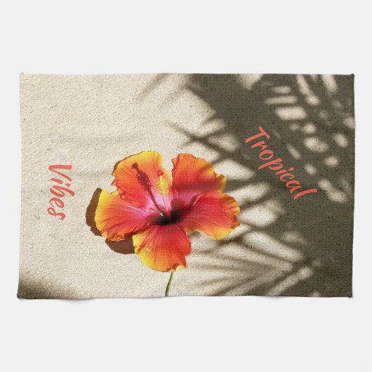 Tropical Vibes Hibiscus on Customizable Sand Geschirrtuch (Horizontal)