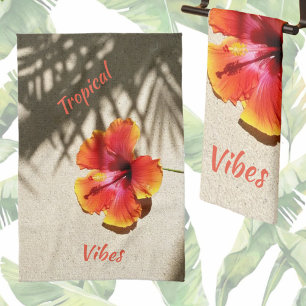 Tropical Vibes Hibiscus on Customizable Sand Geschirrtuch