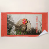 Tropical Vibes Hibisken Sunhat auf Sand Orange Strandtuch (Vorderseite)