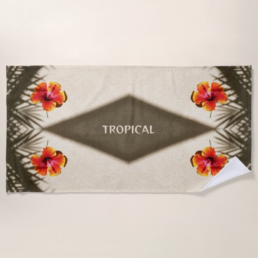 Tropical Vibes Hibiskus Polynesisch-Hawaiisch Strandtuch (Vorderseite)