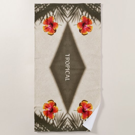 Tropical Vibes Hibiskus Polynesisch-Hawaiisch Strandtuch (Vorderseite)