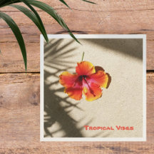 Tropical Vibes Orange Hibiskus Blume Napkins